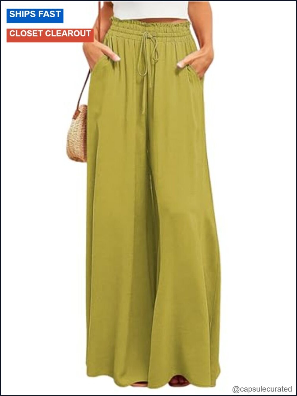 Women's Wide Leg Palazzo Pants High Waisted Flowy Lounge Trousers with Pockets